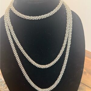 Long silver rope Necklace